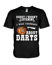 I was thinking about darts V-Neck T-Shirt thumbnail