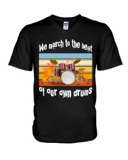 We march to the beat of our own drums V-Neck T-Shirt tile