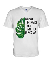great things take time to grow V-Neck T-Shirt tile