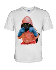 Cat boxing V-Neck T-Shirt tile