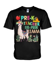 Pre K teacher no prob llama V-Neck T-Shirt thumbnail