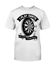 I play darts so i dont choke people Premium Fit Mens Tee thumbnail
