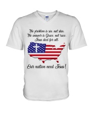 Our nations need Jesus V-Neck T-Shirt thumbnail