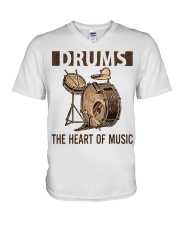 Drums the heart of music V-Neck T-Shirt thumbnail