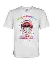 Show me your teeth V-Neck T-Shirt tile