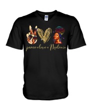 Peace love Melanin V-Neck T-Shirt tile