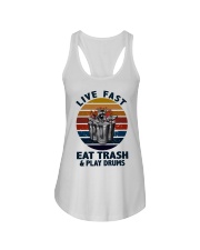 Live fast eat trash and play drums Ladies Flowy Tank thumbnail