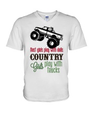 Country girls play with Trucks V-Neck T-Shirt thumbnail