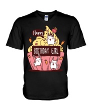 HAPPY BIRTHDAY GIRL V-Neck T-Shirt tile