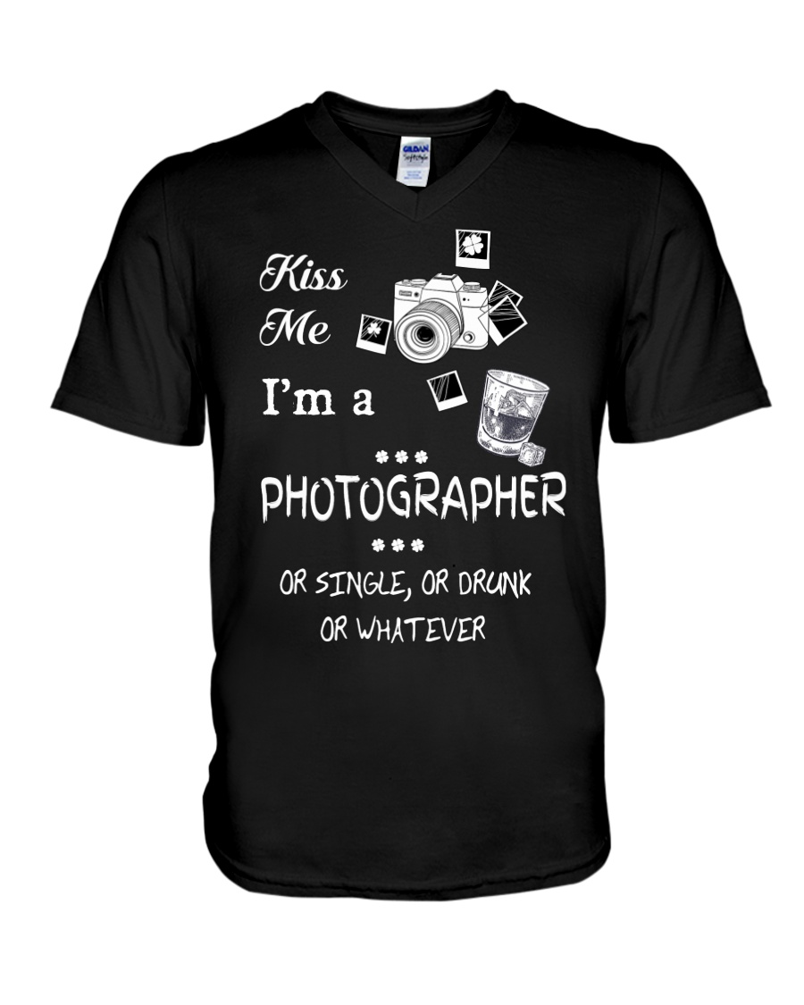Kiss Me I'm a Photographer V-Neck T-Shirt