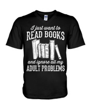 I just want to read books V-Neck T-Shirt tile