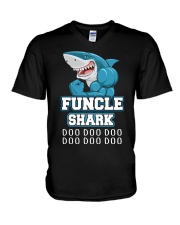 Funcle Shark Doo Doo Doo V-Neck T-Shirt thumbnail