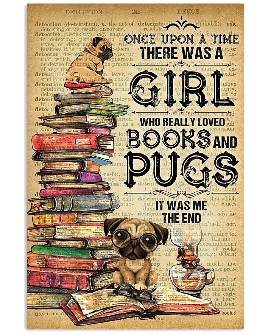 Pug And Book 11x17 Poster