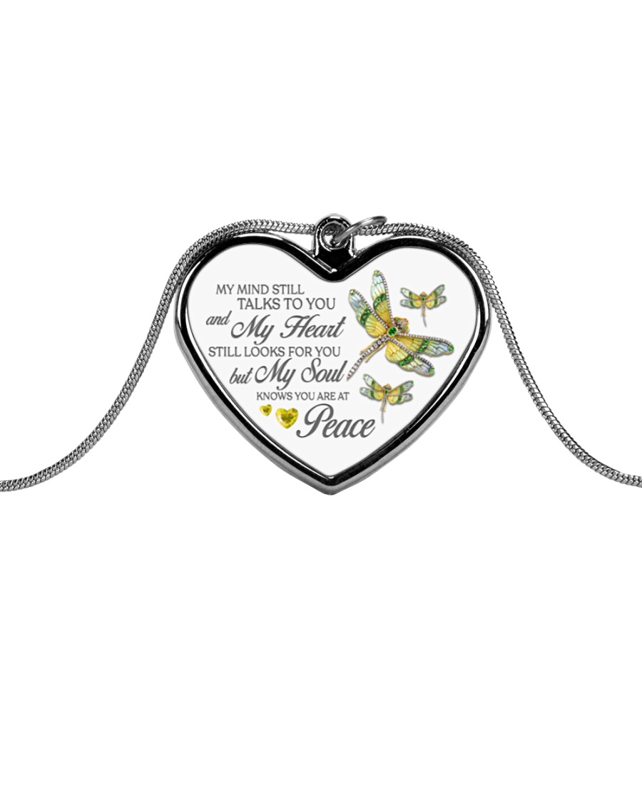 Dragonfly Metallic Heart Necklace