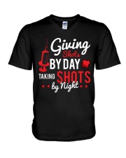 Nurse Shots by day V-Neck T-Shirt thumbnail