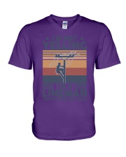 Lineman Yelling V-Neck T-Shirt thumbnail