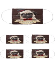 Pug Lovers i love Pug Cloth Face Mask - 5 Pack front