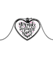 You Make My Heart Super Happy - Valentines Day Metallic Heart Necklace front