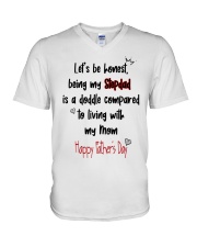 LIVING WITH MY MOM - Best gift for Stepdad V-Neck T-Shirt tile