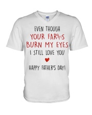 Burn my eyes V-Neck T-Shirt tile